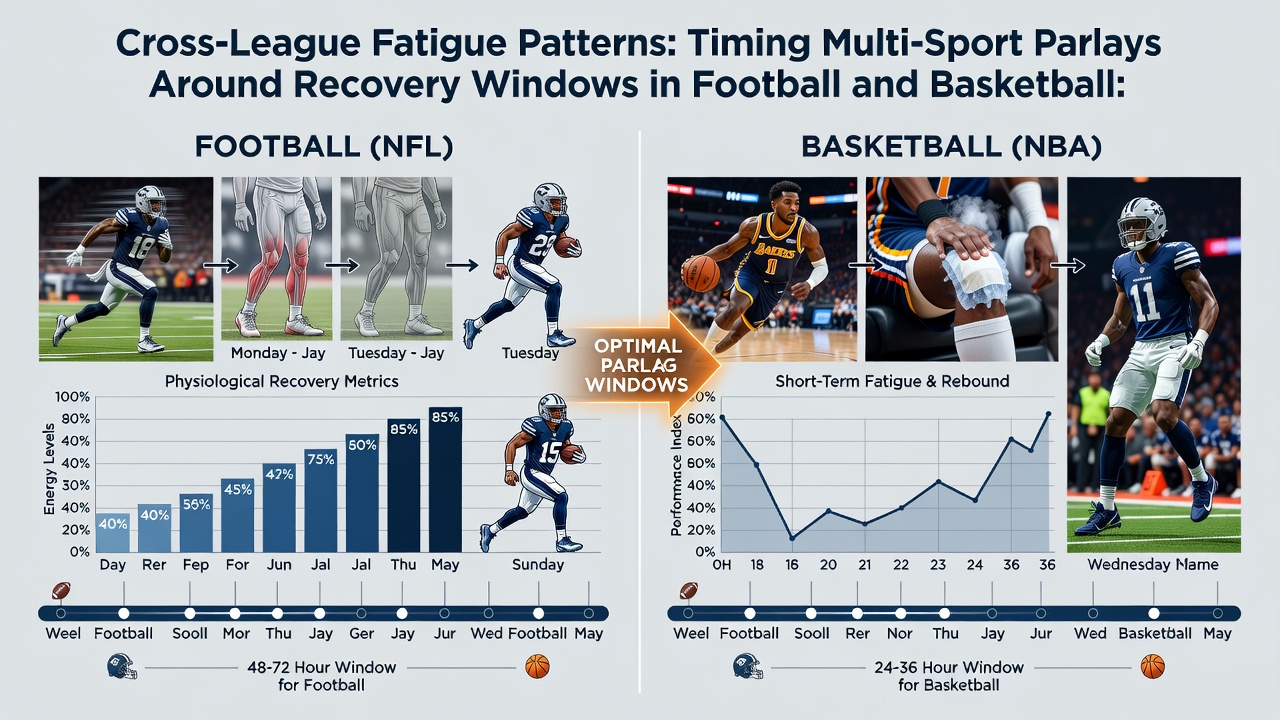 Detailed schedule charts and recovery timeline graphics illustrating overlapping football and basketball fixtures with highlighted rest intervals