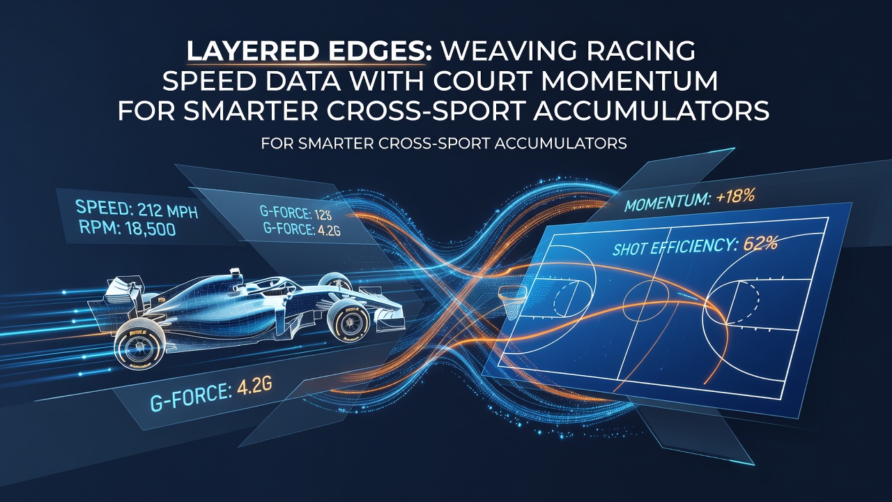 Visual representation of layered betting edges showing horse racing speed metrics overlapping with tennis court momentum indicators in a data dashboard