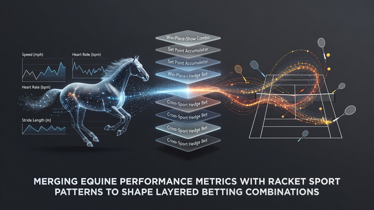 Infographic showing sample parlay structure linking horse sectional data to tennis serve statistics