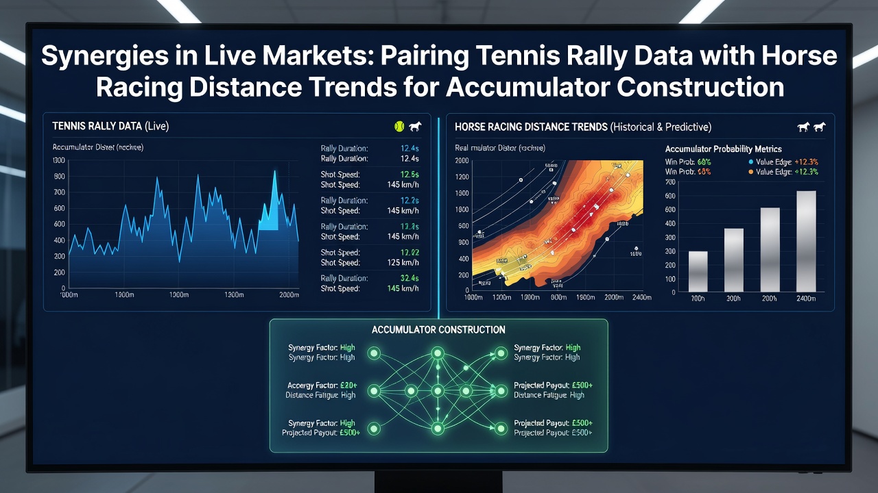 Tennis player executing a long baseline rally during a live match with statistical overlays showing point duration trends
