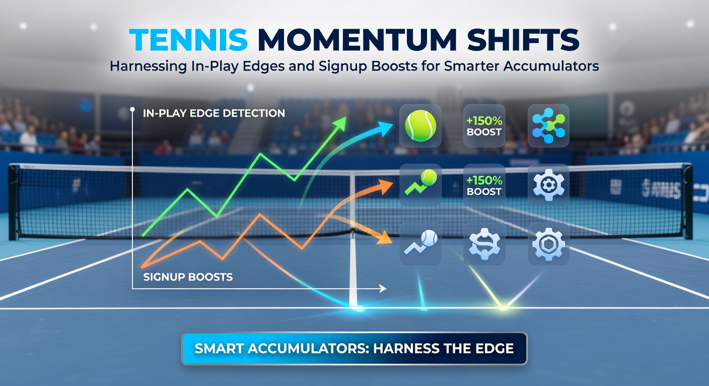 Dynamic tennis accumulator bet slip highlighting in-play tennis selections with enhanced odds from a signup promotion